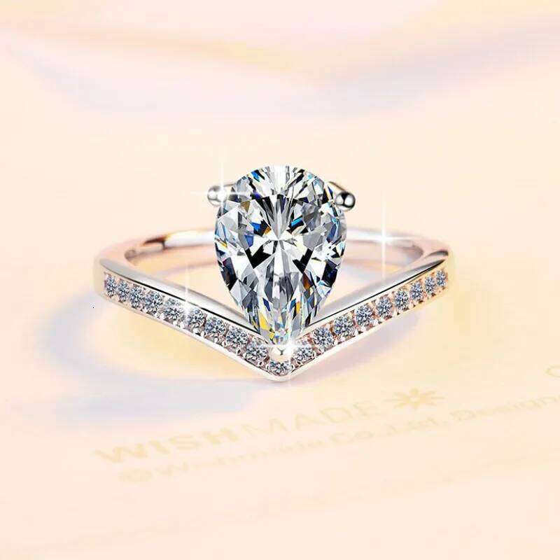 2ct D Color Moissanite Engagement Ring for Women 925 Sterling Silver Gold Plated Solitaire Rings Wholesale 678