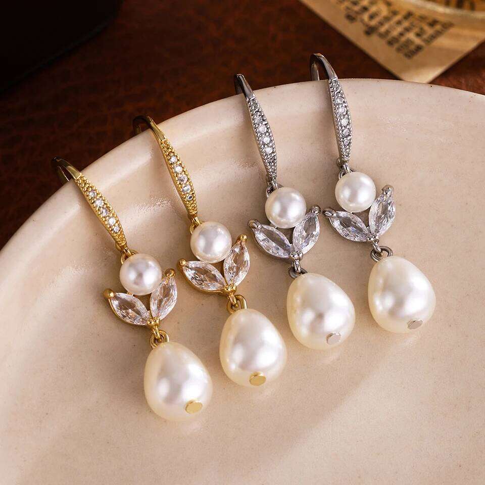 ZAKOL New Glorious Shiny Zircon Smooth Imitation Pearls Drop Earrings for Women Fashion Elegance Wedding Party Jewelry Gift