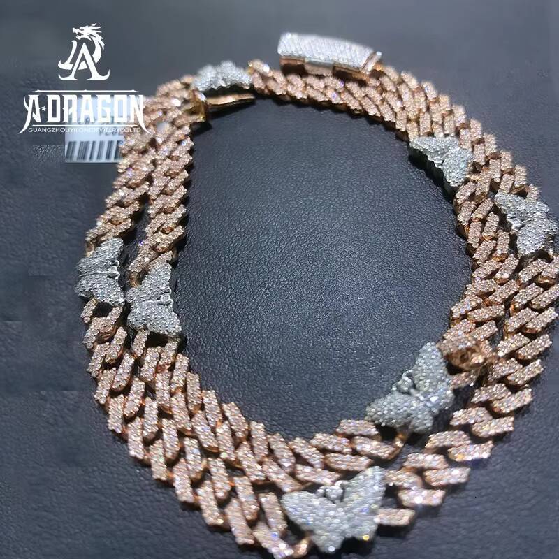 15mm Custom Fashion Iced out Moissanite Necklace with Diamond Tester Hip Hop Cuban Bracelet