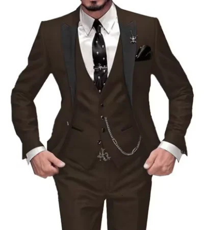 Made Mens Suit 3 Pieces Burgundy Tuxedos Gentleman Wedding Suits Notch Lapel Groom Terno Jacket Vest Pants 251217