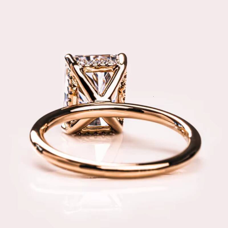 Custom 1CT Radiant Cut Engagement Ring IGI Certified Diamond Rings 14K Rose Gold Lab Grown Diamond Ring