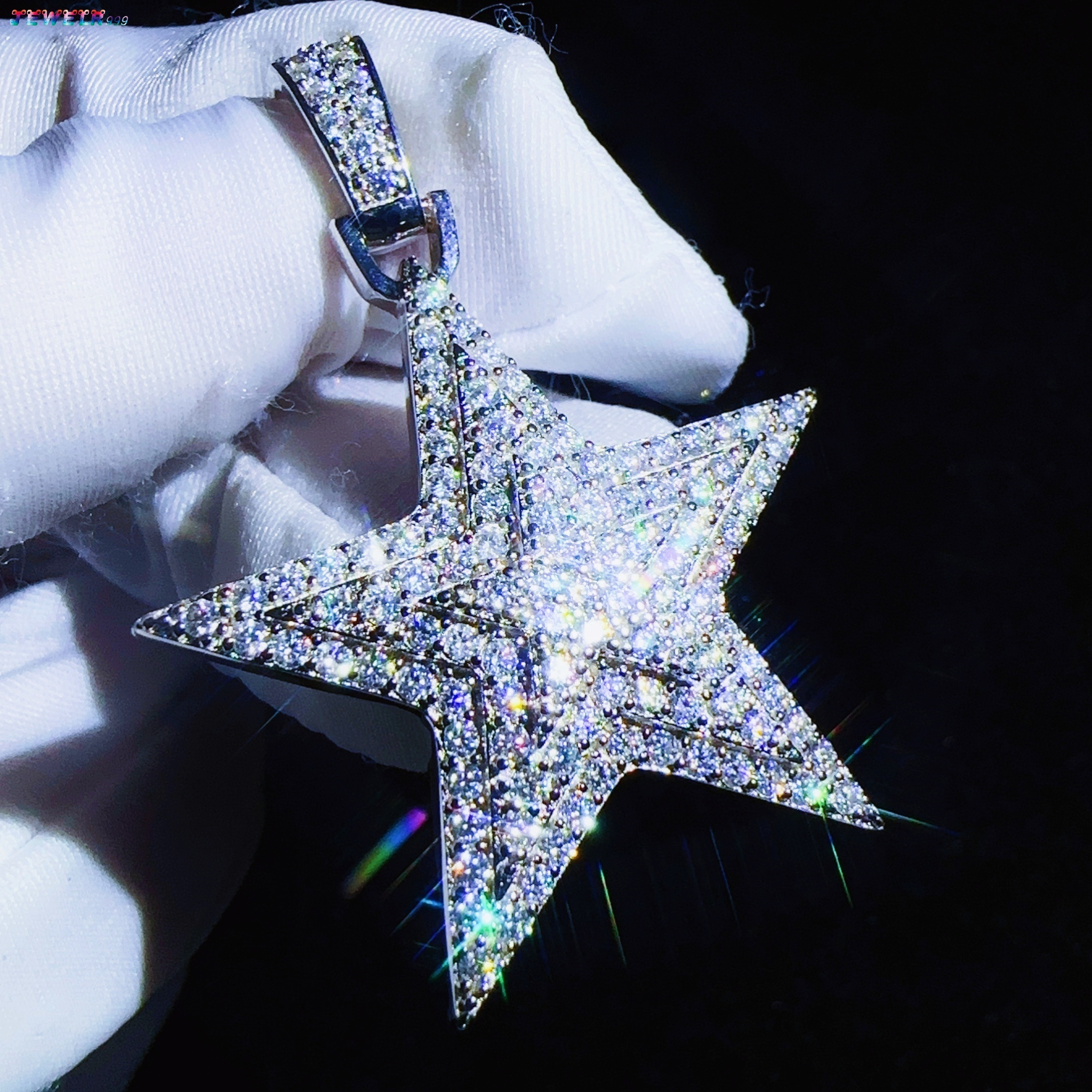 Fine Moissanite Jewelry Hip Hop Pendant 925 Sterling Silver NECKLACE Iced Out VVS Diamond CHAIN Star Pendant