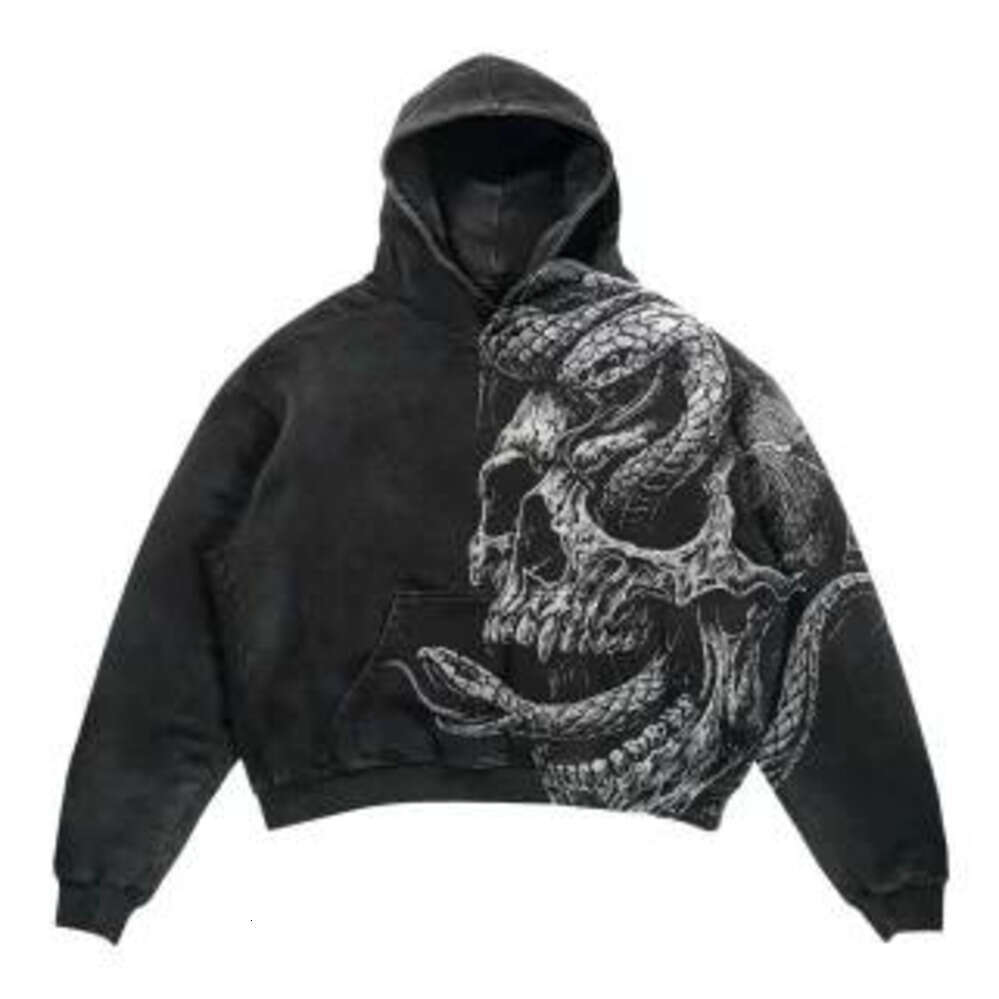 Skeleton Street hip-hop Gothic rock Harajuku American personality trend autumn men and women casual loose washing sweatshirt Zhehan