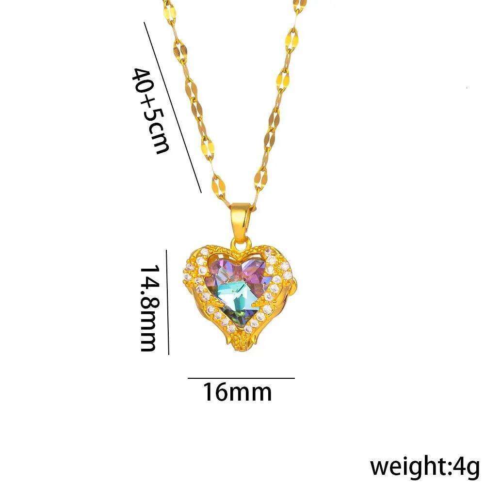 Trendy Heart OF Ocean Stainless Steel Cubic Zirconia Necklaces For Women Men Gold Color Metal Crystal Party Everyday Jewelry