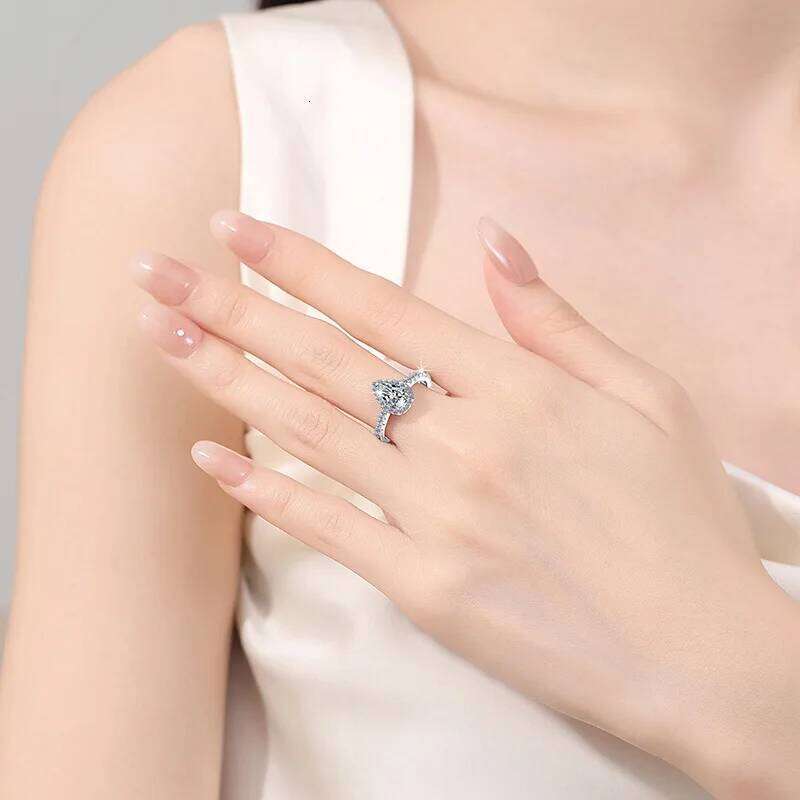 1-5ct D Color Moissanite Engagement Ring for Women 925 Sterling Silver Gold Plated Solitaire Rings Wholesale e80