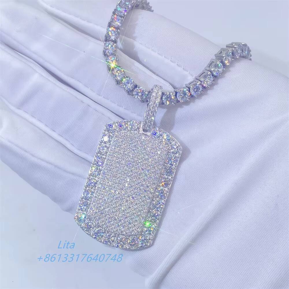 Hip Hop Jewelry Bling Necklace Chain 925 Solid Silver Moissanite Diamond Charm Pendant for Men
