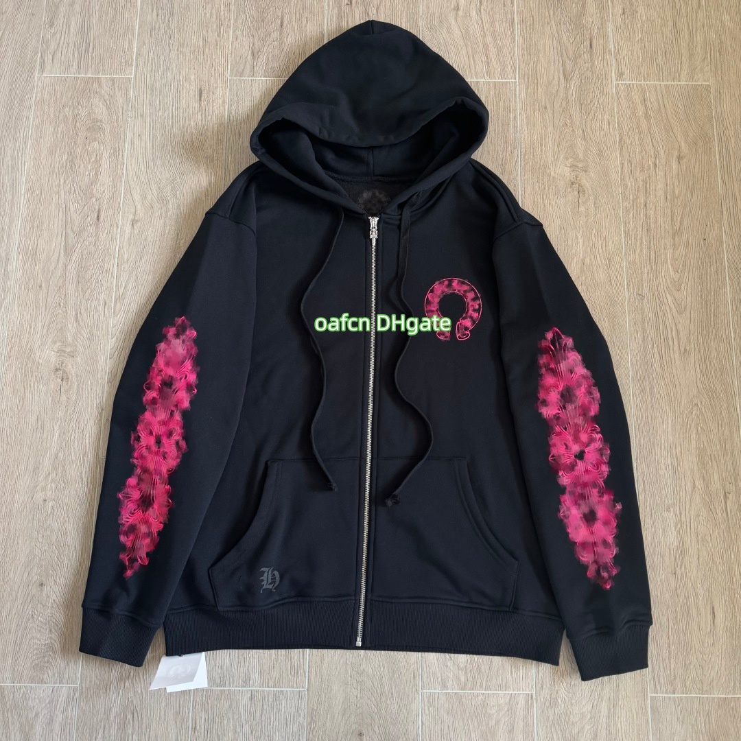 Chrome Mens Hoodies Designer Hoodie Long Sleeved T-shirt Pullover Sanskrit Cross Printed Hooded Sweatshirts Cardigan Fleece fabric cross vine print Chrome hoodie