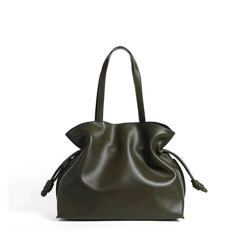 Hot Selling Autumn Winter High-End Leather Bucket Drawstring Pleated Soft Cowhide Single Shoulder Tote Lucky Bag For Women Luxury Bags PIERRELOUES