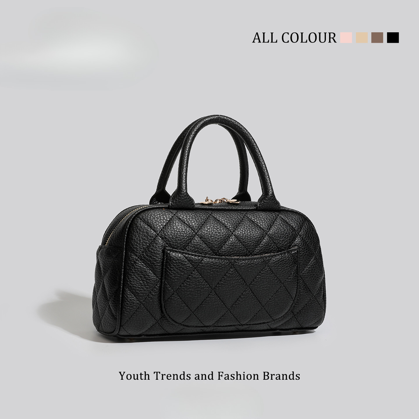 New Pink Casual Paired with Jenny's Retro Style Bowling Diamond Pattern Handbag, Women's Shoulder Bag, Luxury Bag, Crossbody Bag