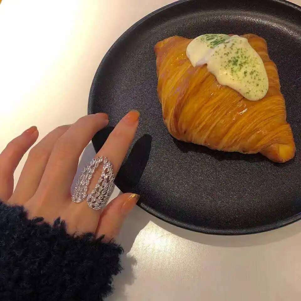 ZAKOL Buling AAA Marquise Zircon Feather Shape Open Ring Wedding Rings for Women Silver Color Drop Shipping Jewelry