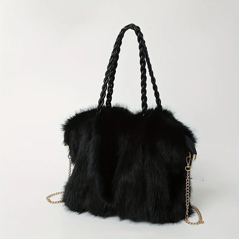 Faux Fox Fur Bucket Bag Elegant Winter Plush Handbag Perfect Holiday Gift for Christmas Valentines Day Shop Now 251225
