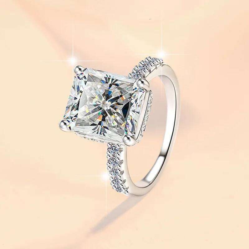 10ct D Color Moissanite Engagement Ring for Women 925 Sterling Silver Gold Plated Solitaire Rings Wholesale 296