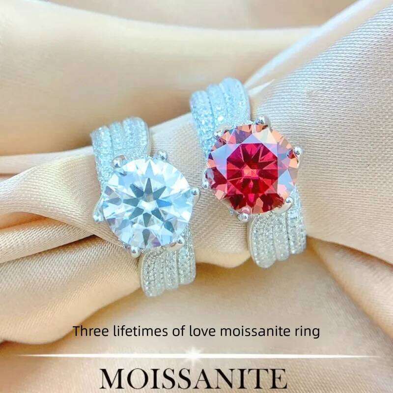 5CT D Color Moissanite Ring For Women 925 Sterling Silver with White Gold Plated Lab Diamond Engagement Wedding Band Jewelry c9b