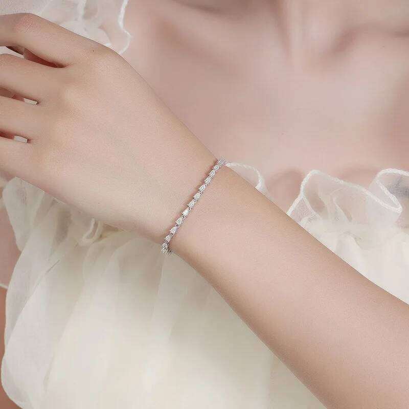 Jewelry VVS Sterling Silver 925 Fashion Moissanite Tennis Chain Bracelet and Necklace For Women 90f