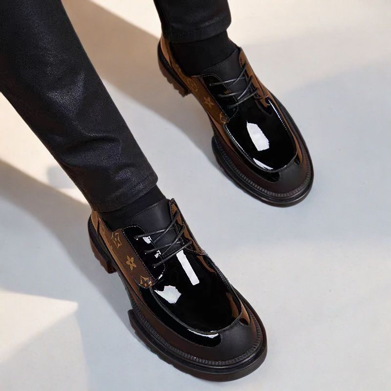 Free delivery designer shoes Business and leisure thick soled men's British formal wear breathable glossy men's shoes