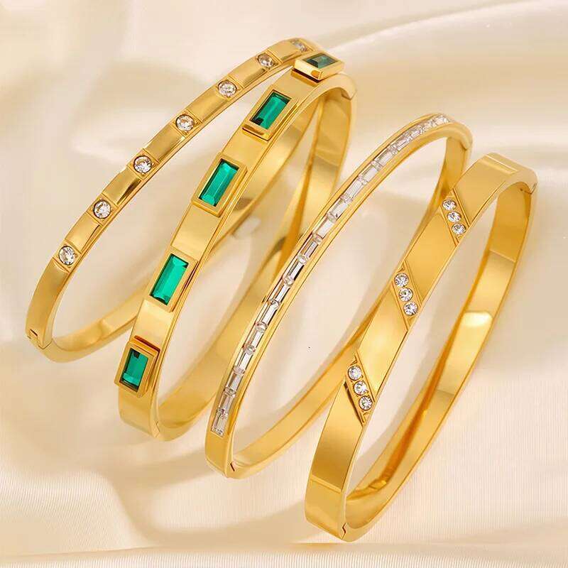 ZAKOL 1/4pcs Ins Fashion Stainless Steel Bracelet Set for Women Zircon Inlaid Waterproof Bangle Stackable Jewelry Wholesale
