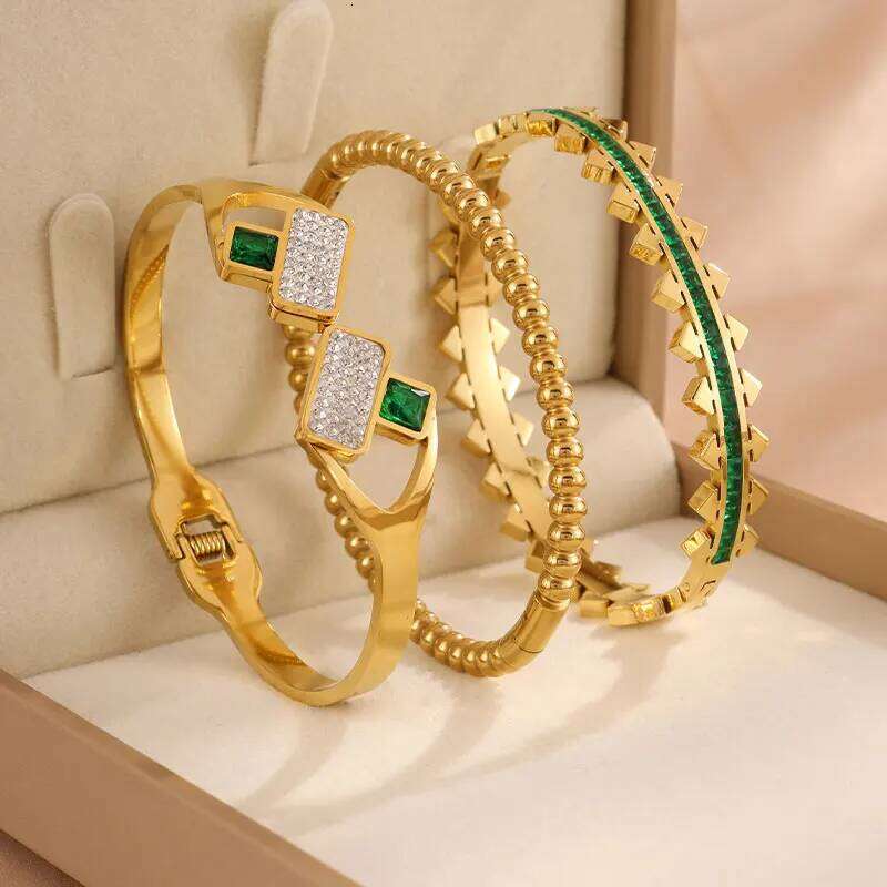 ZAKOL 3-Piece Set Luxury Zircon Adjustable And Stackable Bracelet Women's Birthstone Jewelry Anniversary Gift