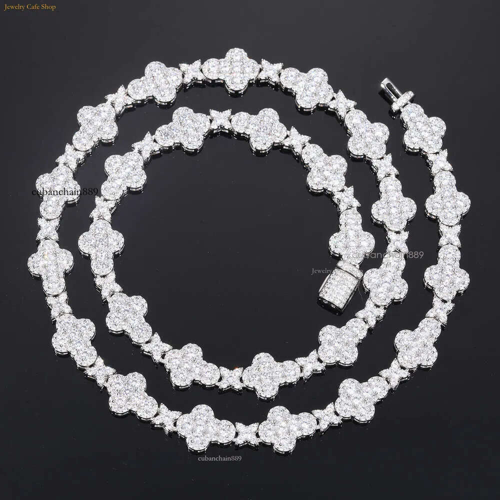 Exquisite necklace 10mm Iced Out Sterling Sier Moissanite Cross Cuban Link Chain Necklace GRA Certificated Pass Diamond Tester for Men Gift