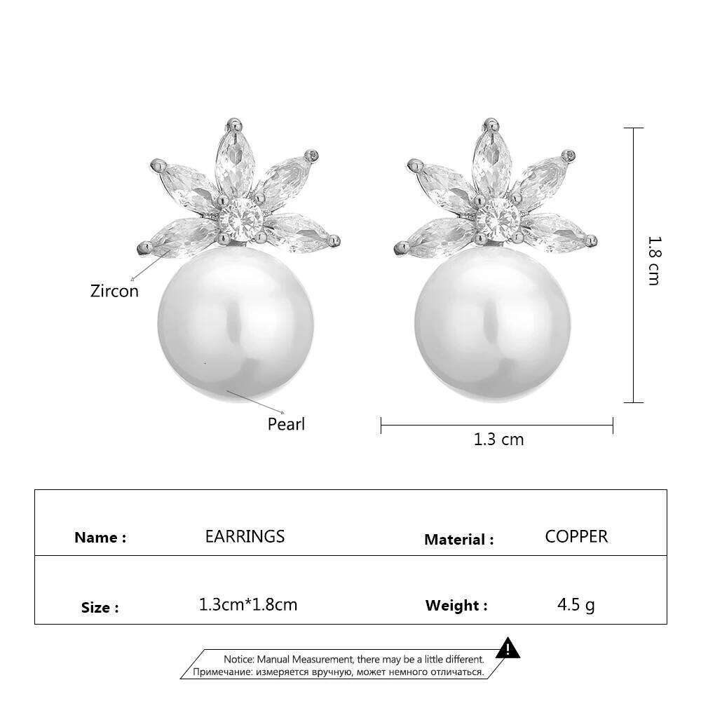 ZAKOL Colorful Radiant Imitation Pearls CZ Stud Earrings for Women Elegant Leaf Flower Bridal Earring Wedding Jewelry