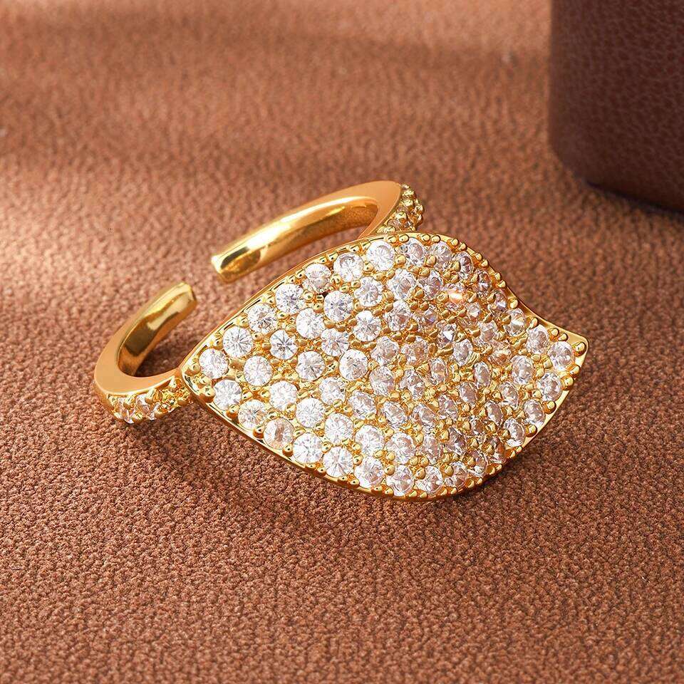 ZAKOL Classic Micro-intact Zircon Leaves Leaf Open for Women Silver/Gold Color Cocktail Party Rings Fashion Jewelry Gift