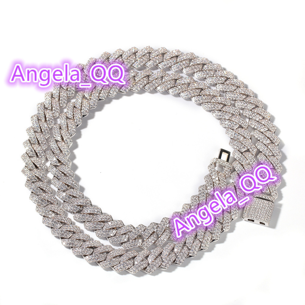 Best Selling 13mm Cuban Link Chain White Gold Chokers Necklace Bracelet Jewelry Hiphop Iced Prong Micro Trendy Geometric D color vvs moissanite