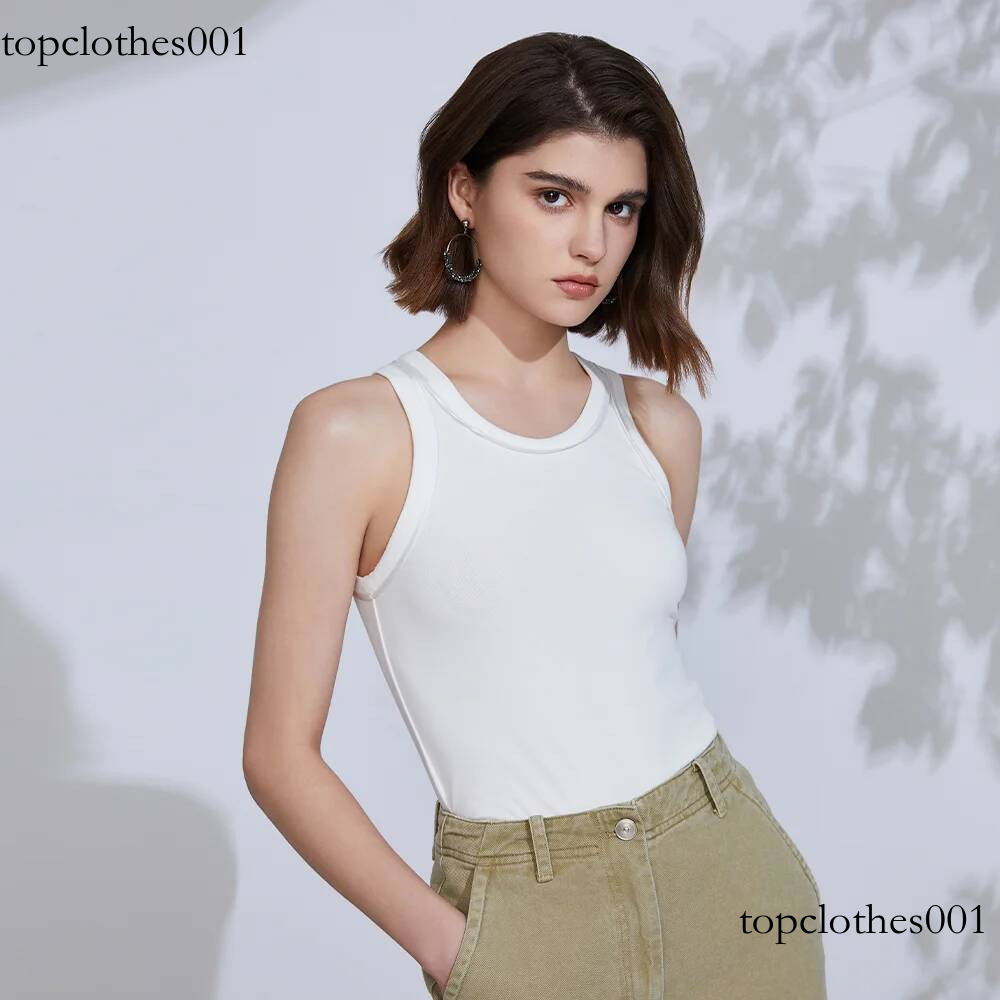 K2268L Luxury Women's Clothing Famous Brand Summer Ladies Clothes High Quality Elastic Cotton Vest Solid Shenzhen