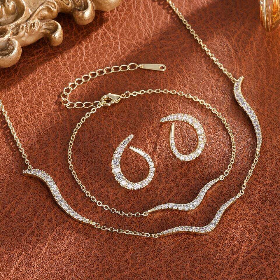 ZAKOL 3Pcs/Set Simple Fashion Shining Zircon Wedding Engagement Set Original Design Sliver Color Party Jewelry