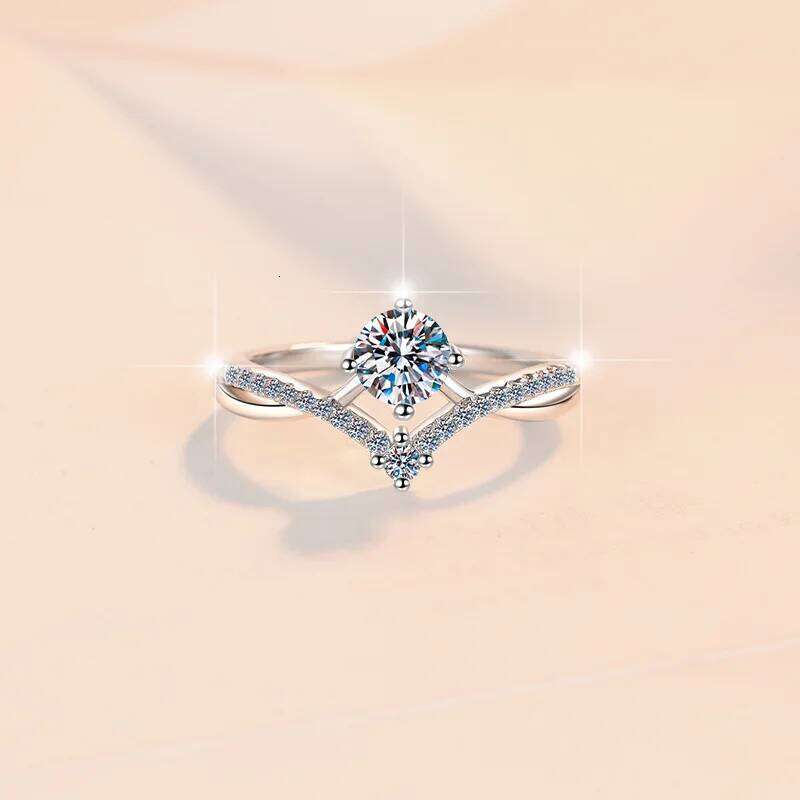 1ct 6.5mm D Color Moissanite Engagement Ring for Women 925 Sterling Silver Gold Plated Solitaire Rings Wholesale 623