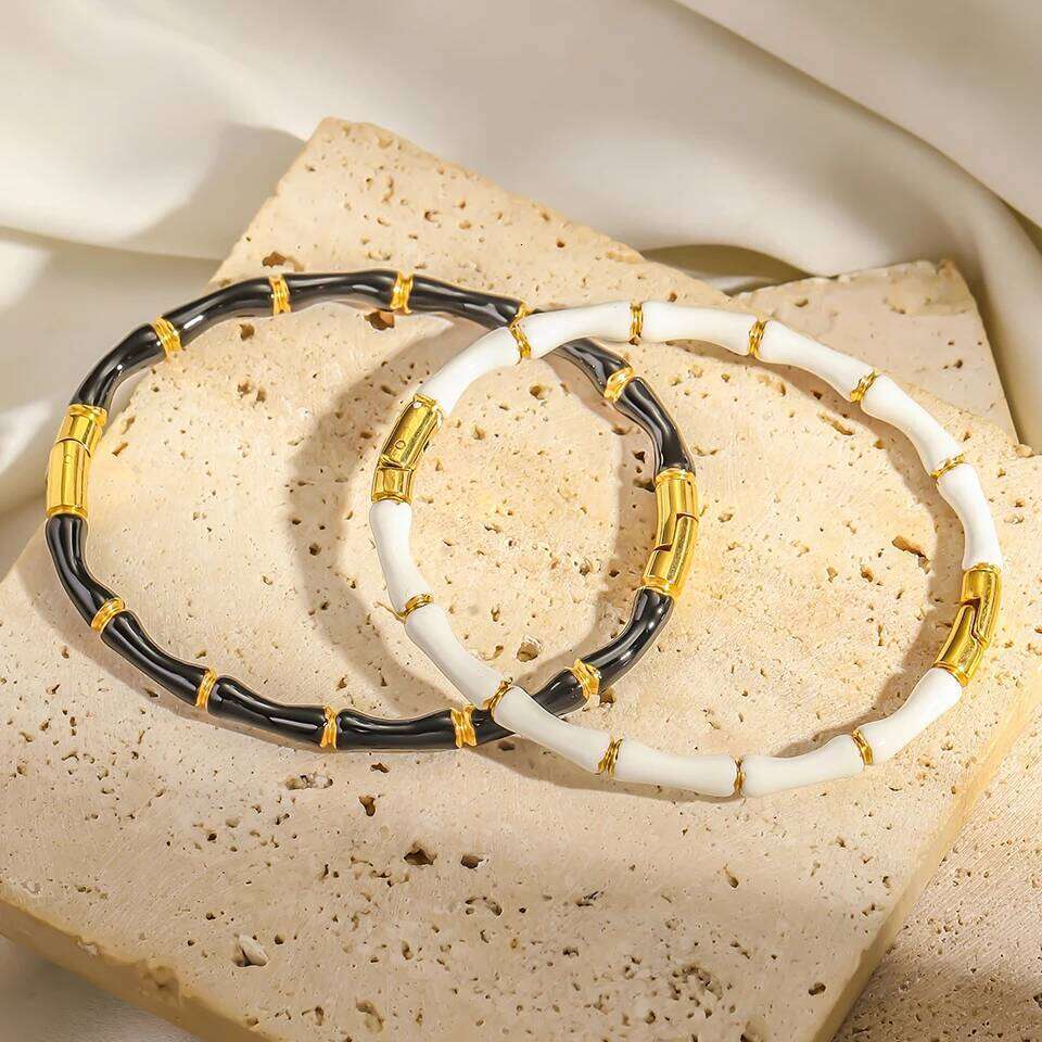 ZAKOL Stainless Steel Oval Buckle Oil Drop Bamboo Bracelet Fashionable Personality Simple Women's Jewelry Accessories