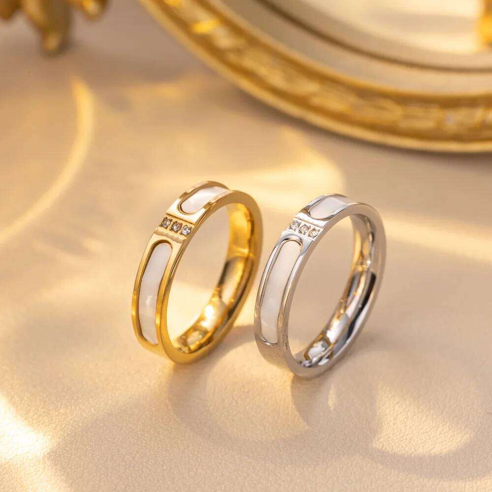 ZAKOL Classic Stainless Steel Fritillaria Bracelet Ring Set 18K Gold Color Shiny Zircon Daily Party Jewelry Accessories