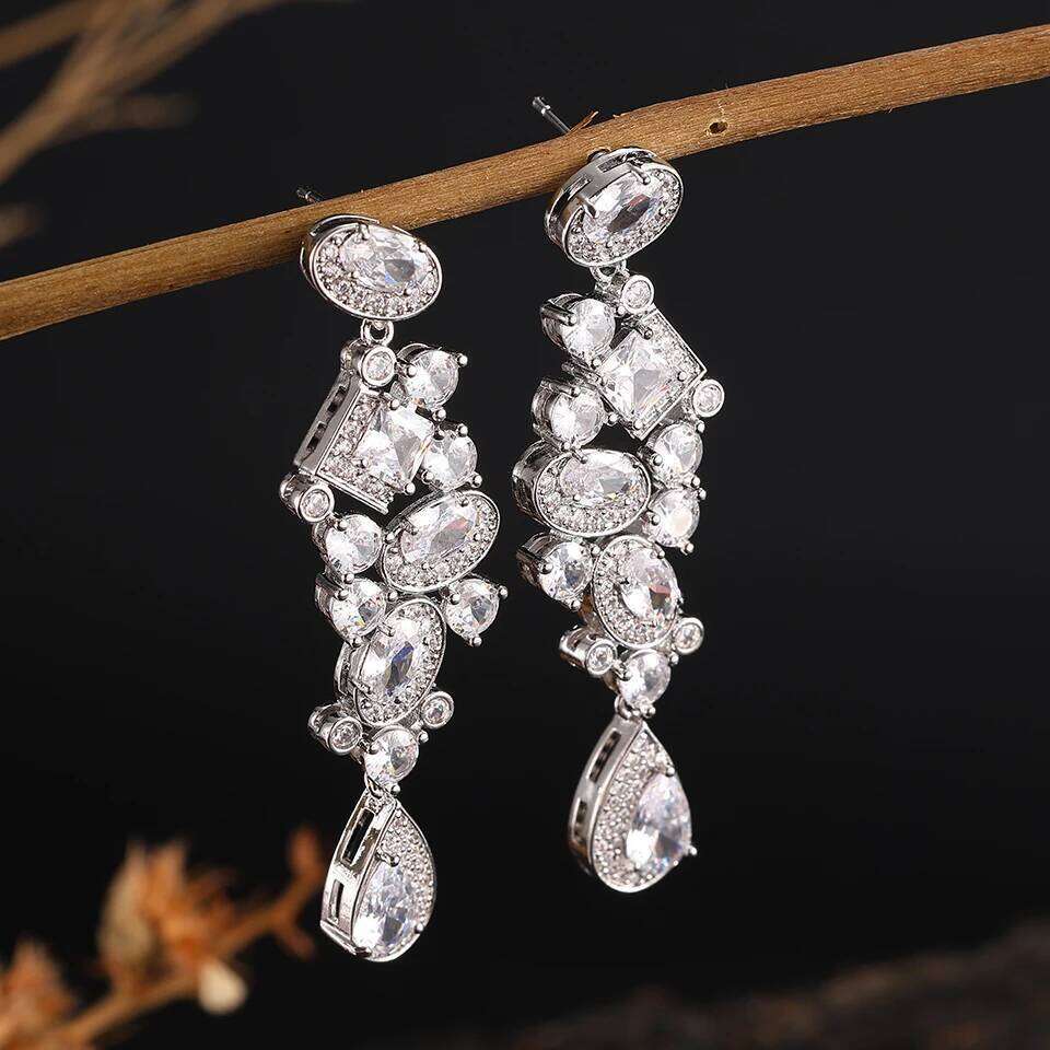ZAKOL Clearance AAA Cubic Zirconia Wedding Bridal Dangle Earrings for Women Shiny Zircon Luxury Party Jewelry
