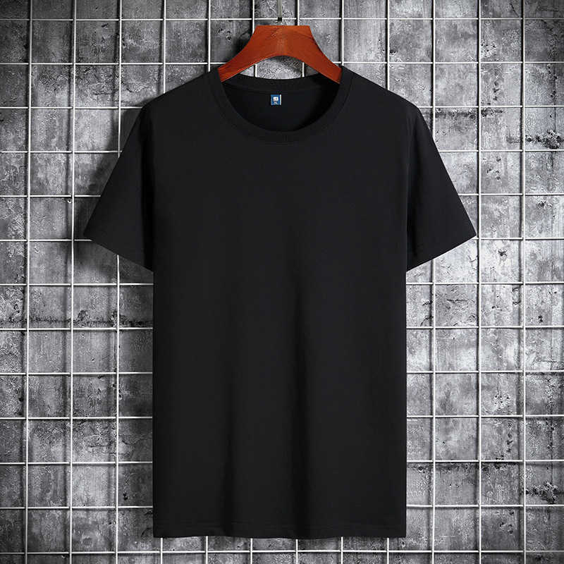Modal Ice Silk Cotton Short Sleeve T-shirt for Men Solid Color Versatile Round Neck Lycra Stretch Casual Half Base Shirt