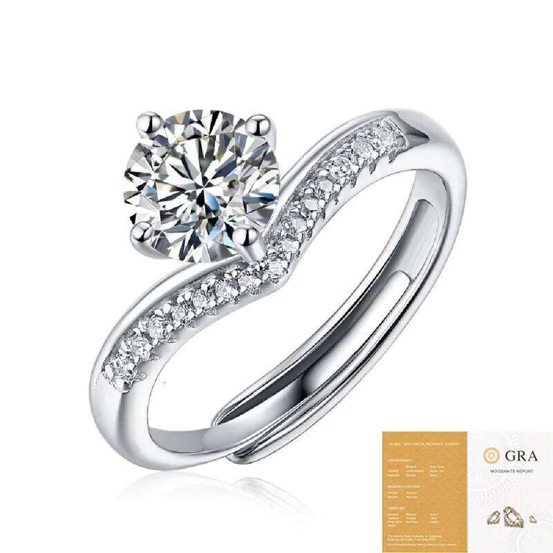 0.5-3ct D Color Moissanite Engagement Ring for Women 925 Sterling Silver Gold Plated Solitaire Rings Wholesale 05c