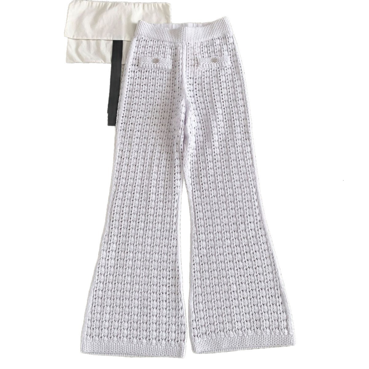 Summer Outfit For Women Lazy Style Hollow Knit Top Sun Protection Cover-Up Long Shirt Casual Slim Fit Wide-Leg Pants