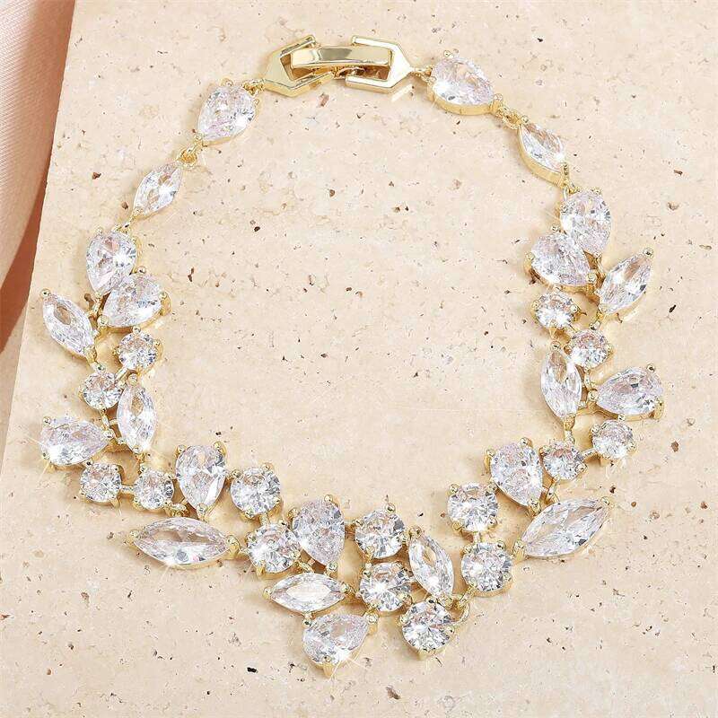 ZAKOL Luxury Shiny AAA CZ Charm Bracelet for Women Elegant Bridal Sliver Color Wedding Jewelry