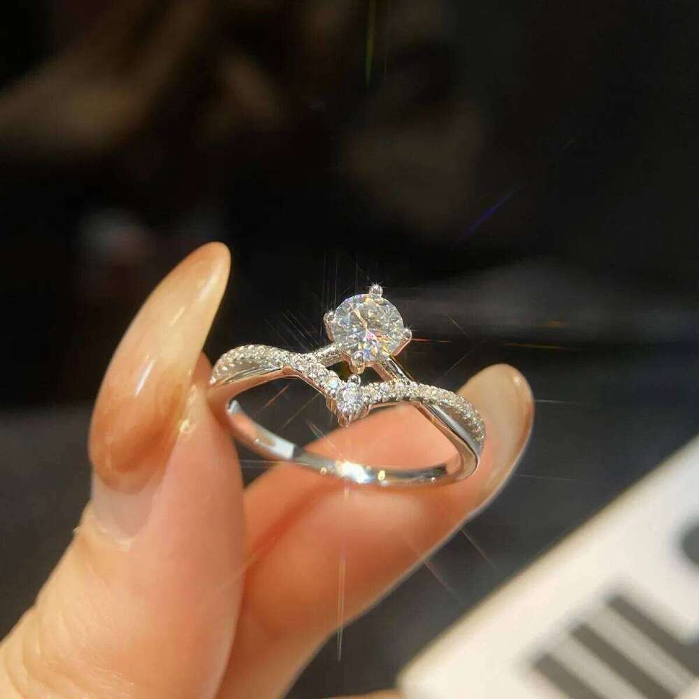 1ct 6.5mm D Color Moissanite Engagement Ring for Women 925 Sterling Silver Gold Plated Solitaire Rings Wholesale 623