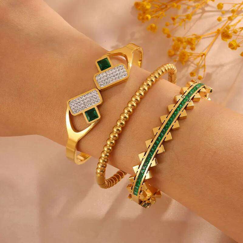 ZAKOL 3-Piece Set Luxury Zircon Adjustable And Stackable Bracelet Women's Birthstone Jewelry Anniversary Gift