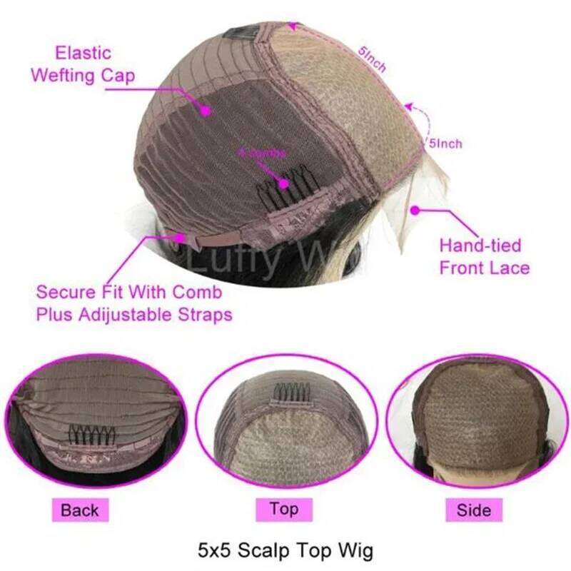 Soft Ombre Brown 24inch Long 5x5 Silk Base Body Wave Jewish Human Wig With Baby HD Lace European Hair Preplucked Daily