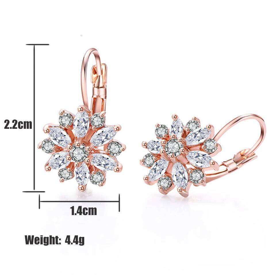 ZAKOL Fashion Rose Gold Color Flower Hoop Earrings for Women CZ Crystal Zircon Earring Brincos