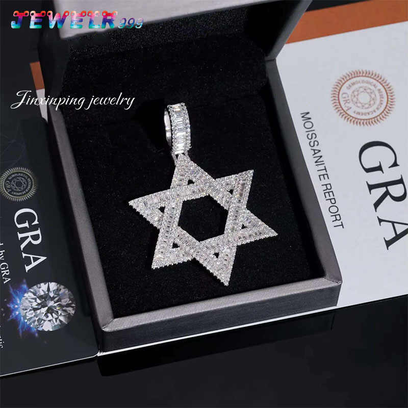 Factory Price Pass Diamond Tester Iced Out Solid 925 Sterling Silver Gold Plated VVS baguette Moissanite in the Custom Pendants