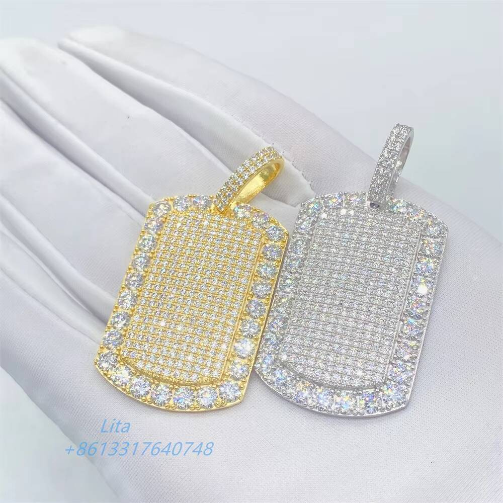 Hip Hop Jewelry Bling Necklace Chain 925 Solid Silver Moissanite Diamond Charm Pendant for Men