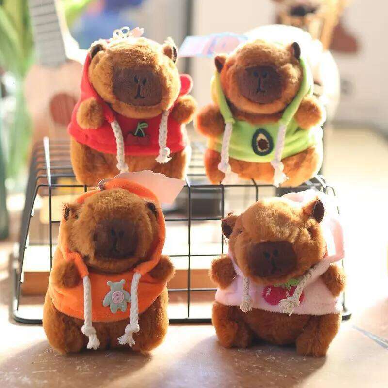 ZAKOL Cute Cartoon Capybara Pendant Keychain Plush Toy Bag Hanging Ornaments Lovely Kapila Doll with Clothes Animal Keyring