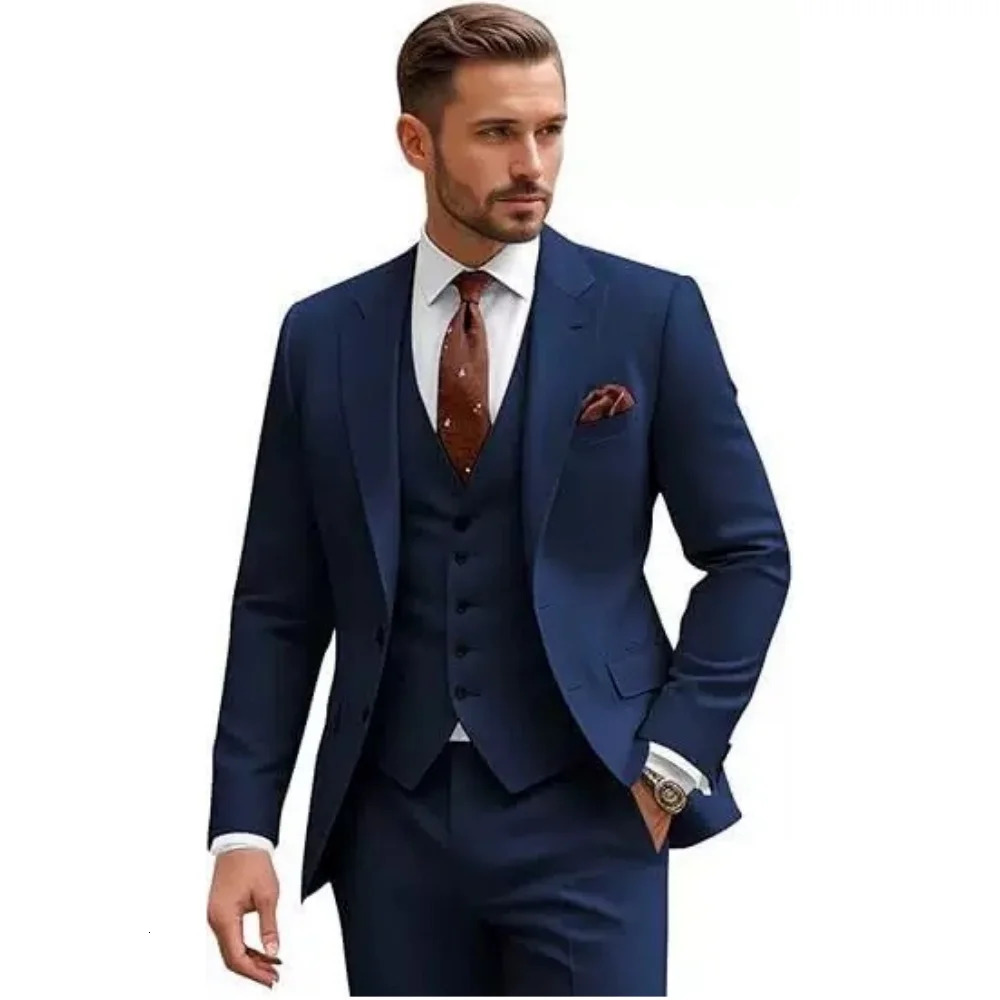 Elegant Full set Wedding Suit for Men 3 PieceJacketPantsVestFormal Groom Tuxedos for Prom Party Male Suits Casual Mens Suit 251217