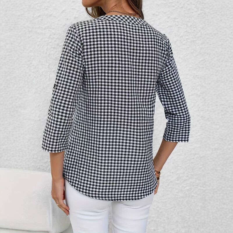 Women Pullover Hoodie Printed Sweatshirt K Fashionable Women S Retro Elegant Checkered Shirt