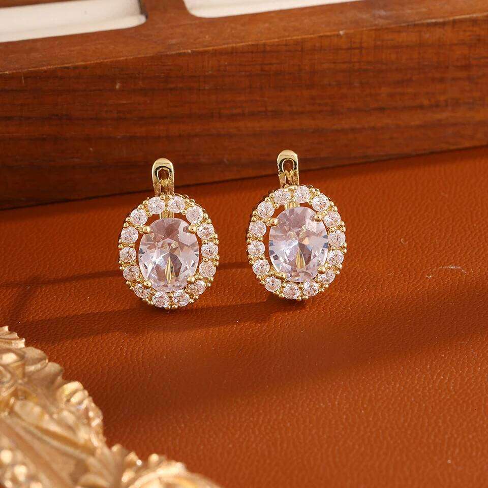 ZAKOL Classic Multicolor Oval Cubic Zirconia Drop Earrings for Women Elegant Simple Ear Accessories Birthday Party Jewelry Gift