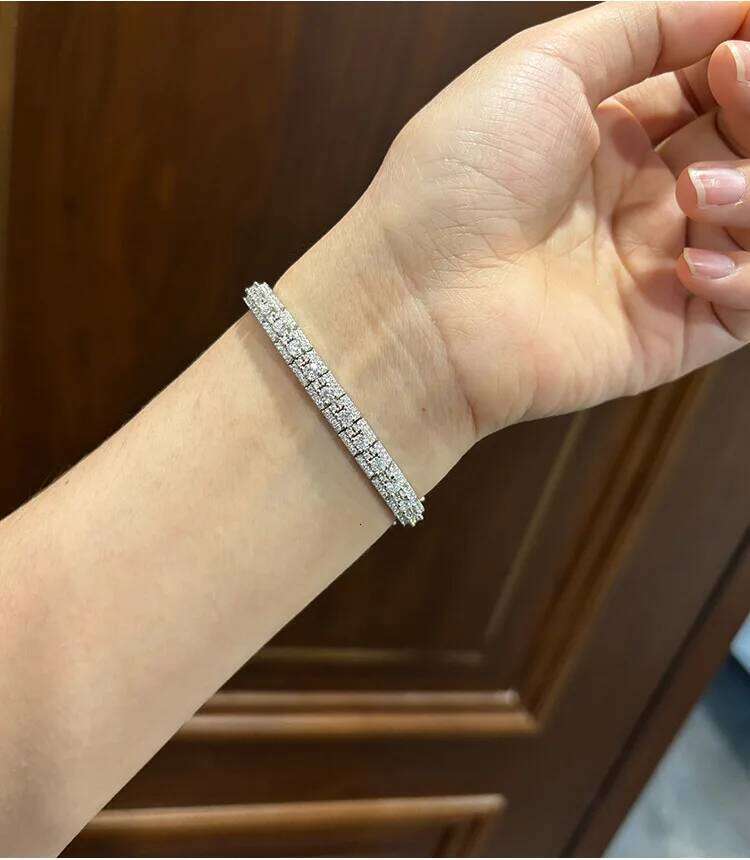 Moissanite Tennis 925 Sterling Silver Plated White Gold Bracelet for Women Man Sparkling Party Jewelry 1c4