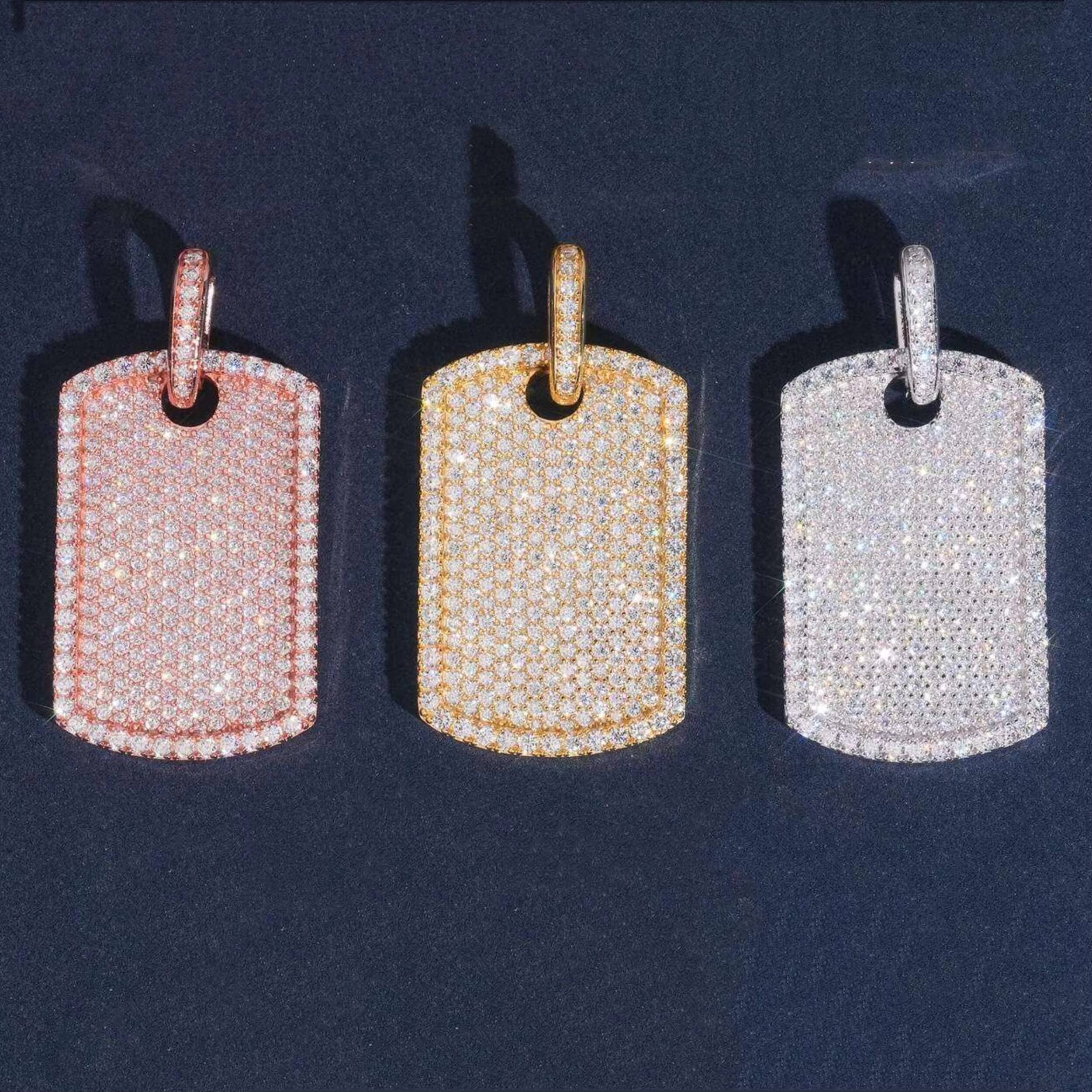 Classic Basic Everyday Iced Out Jewelry Dog Tag Pendant VVS Moissanite Pendants Iced Out Jewelry Custom Cross Pendant