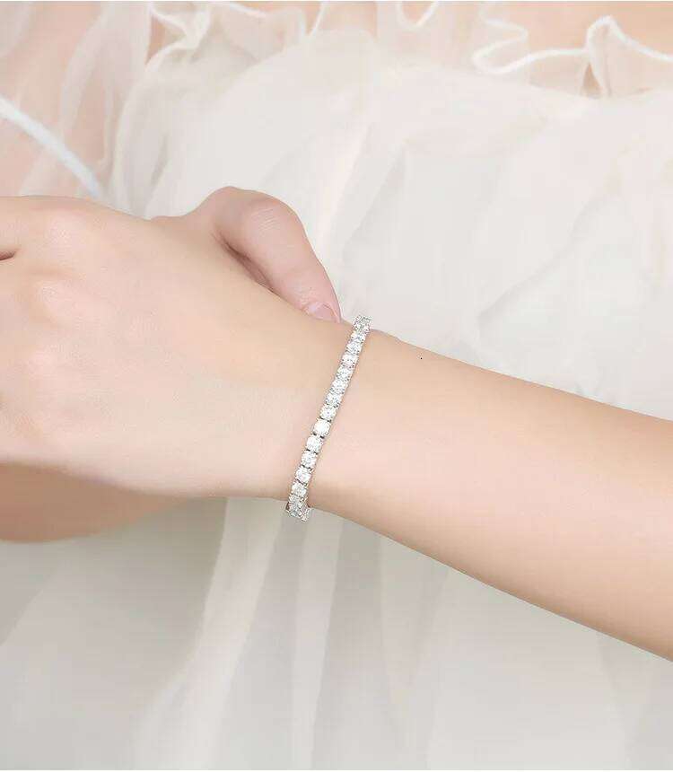 2/2.5/3/4/5mm Moissanite Tennis 925 Sterling Silver Plated White Gold Bracelet for Women Man Sparkling Party Jewelry 5ce