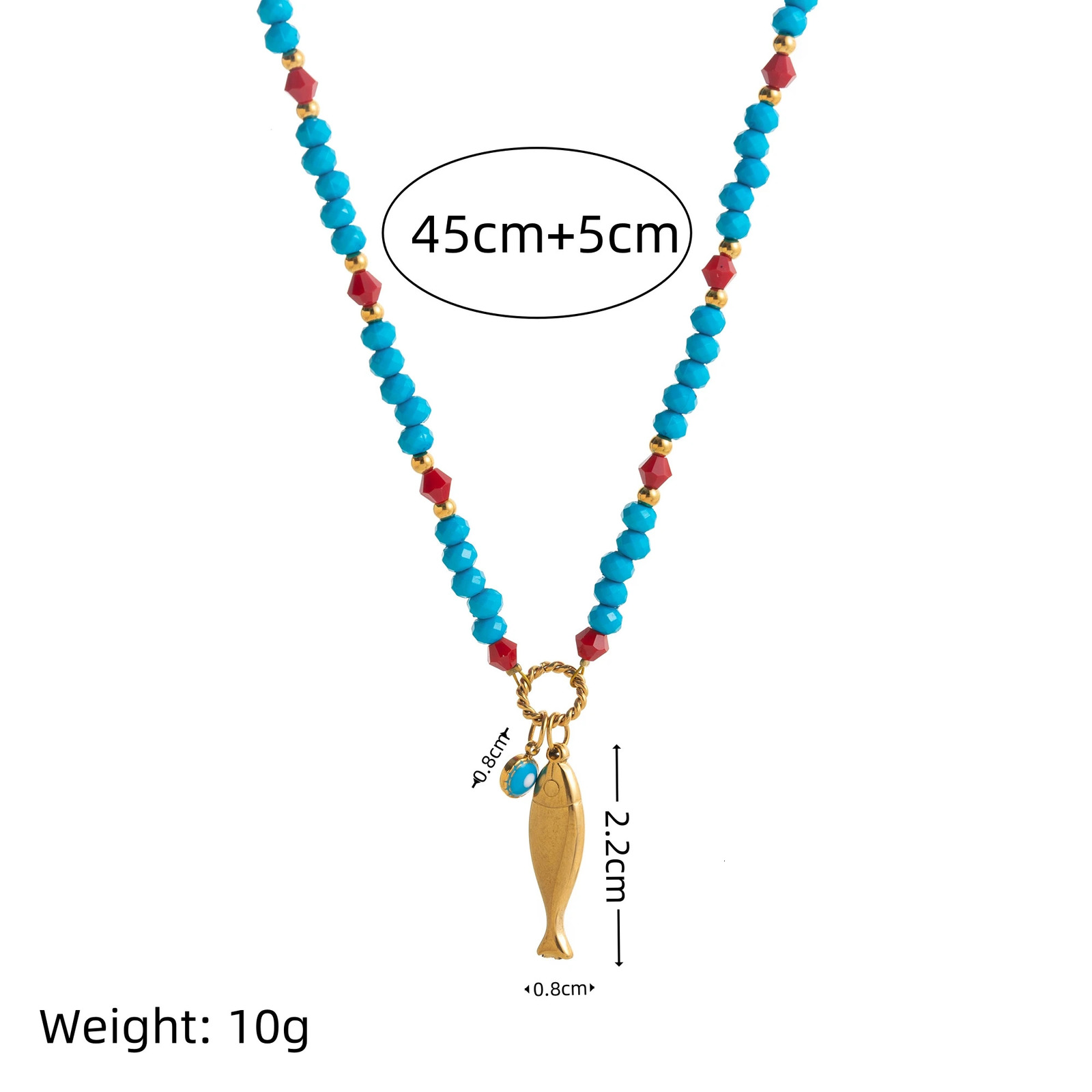Stainless steel colored bead goldfish pendant bracelet necklace set with gold plating and color preservation 251223