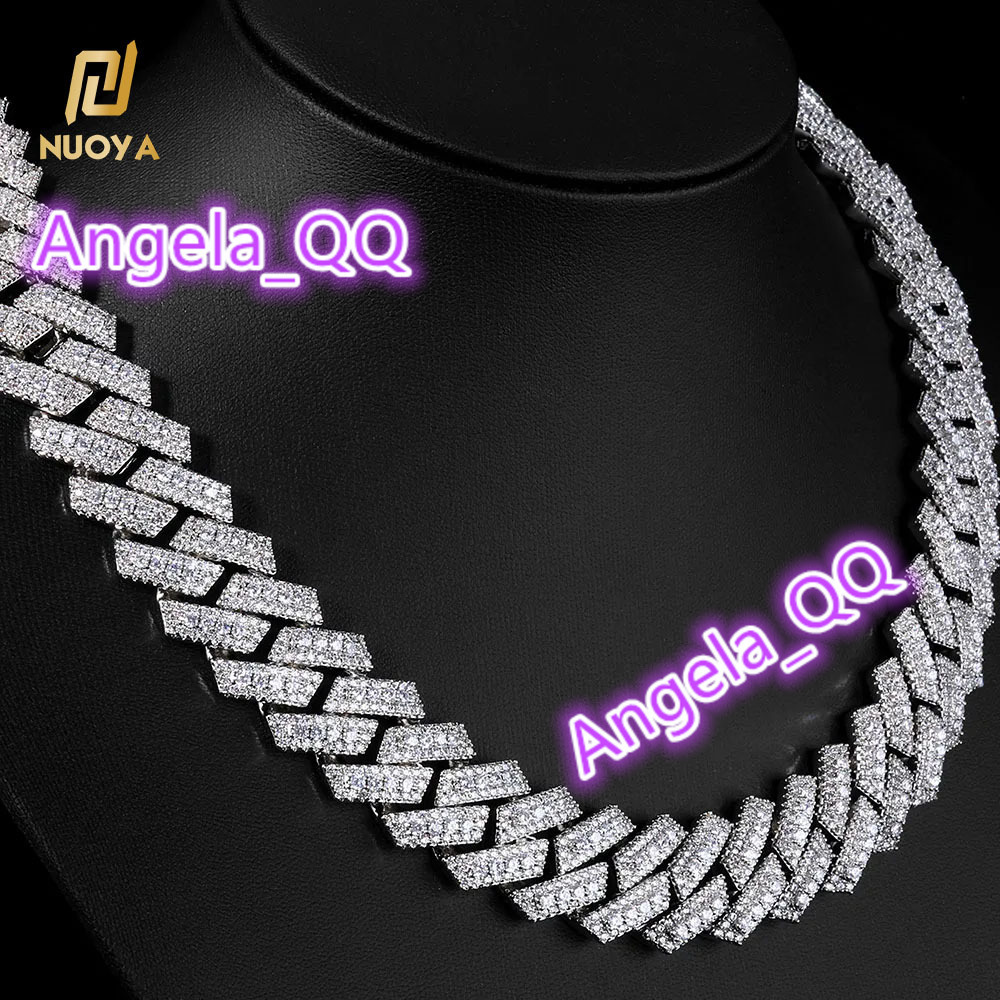 20MM Heavy Duty Miami Cuban Link Chain Necklace Silver Plated Iced Out D color vvs moissanite Stones Luxury Hip Hop Jewelry